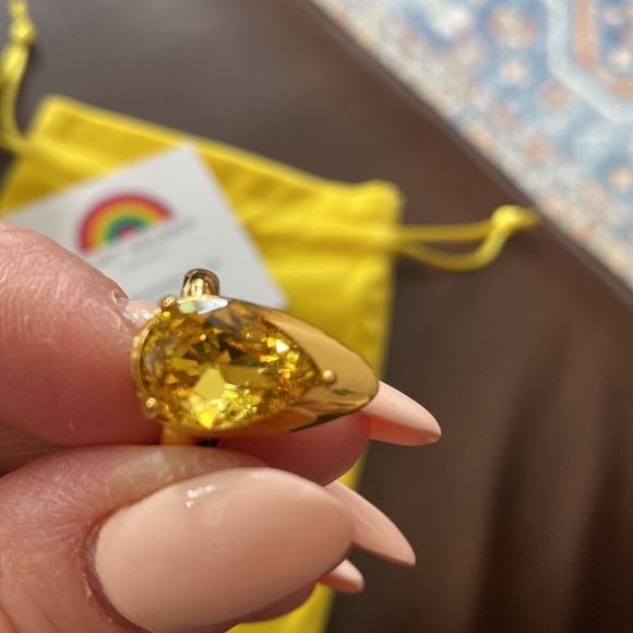- Kurt Geiger London Crystal Nail Ring in Yellow. - Picture 7 of 7